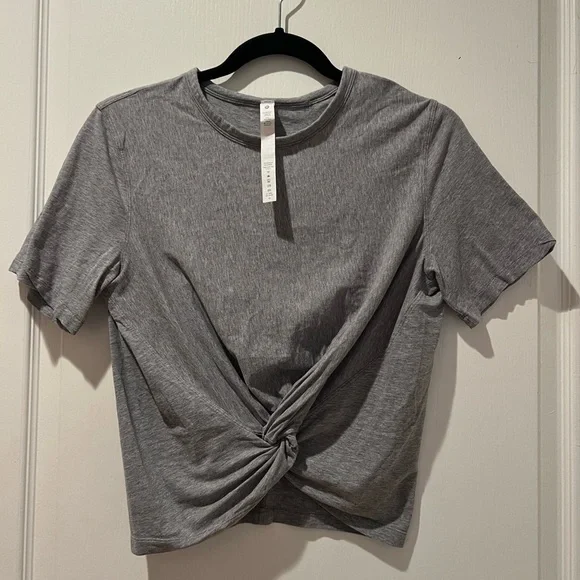 LULULEMON Crescent Tee Heathered Grey Size 4 - Picture 3 of 8